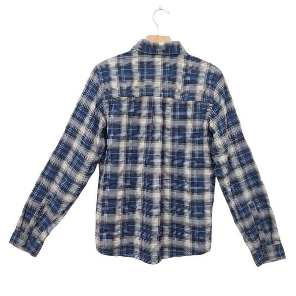 Rei Coop Shirt Boys XL (18) Blue Plaid Button Up Outdoor Roll Tab Sleeve Travel - Picture 2 of 11